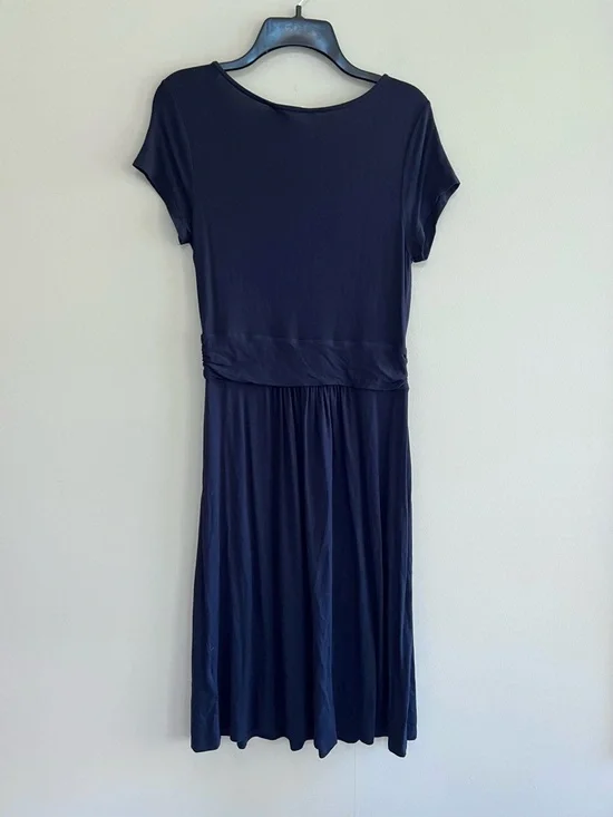 Boden Amelie Jersey Cap Sleeve Jersey Swingy Pockets Dress in Navy Blue, size 6R - Picture 3 of 11